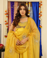 Chandra Mustard Satin Suit Set