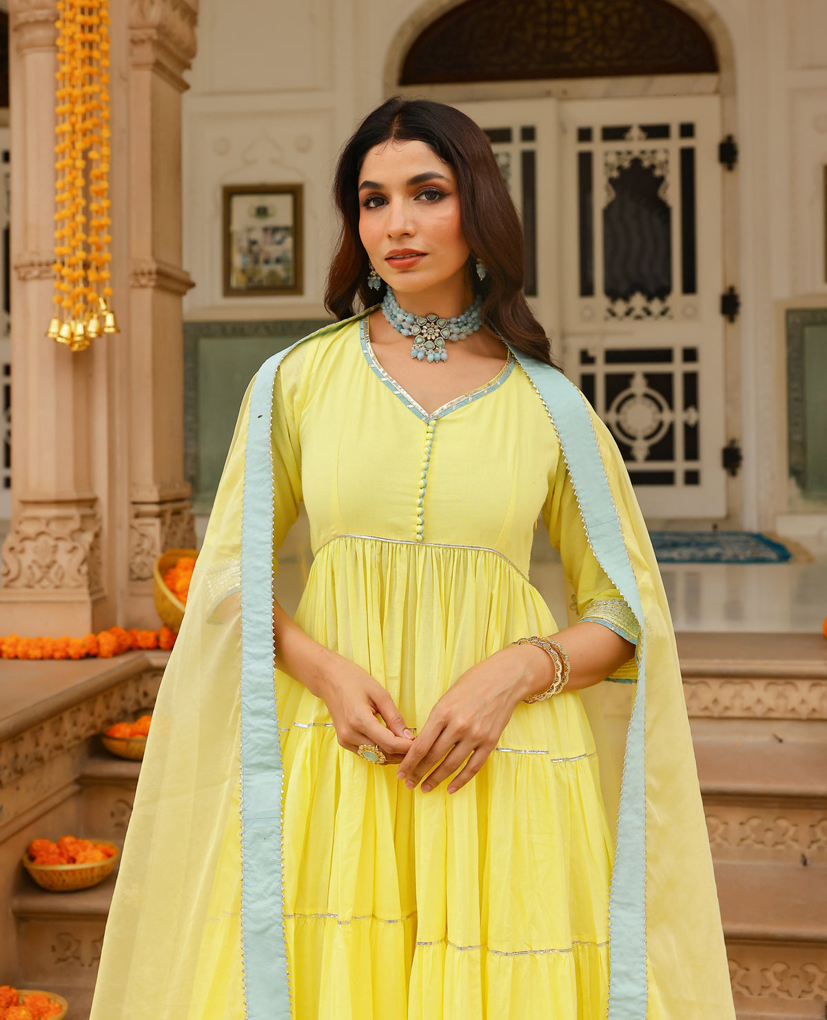 Butter Yellow Cotton Suit Set