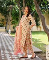 Gulabo Off White Printed Cotton Suit Set