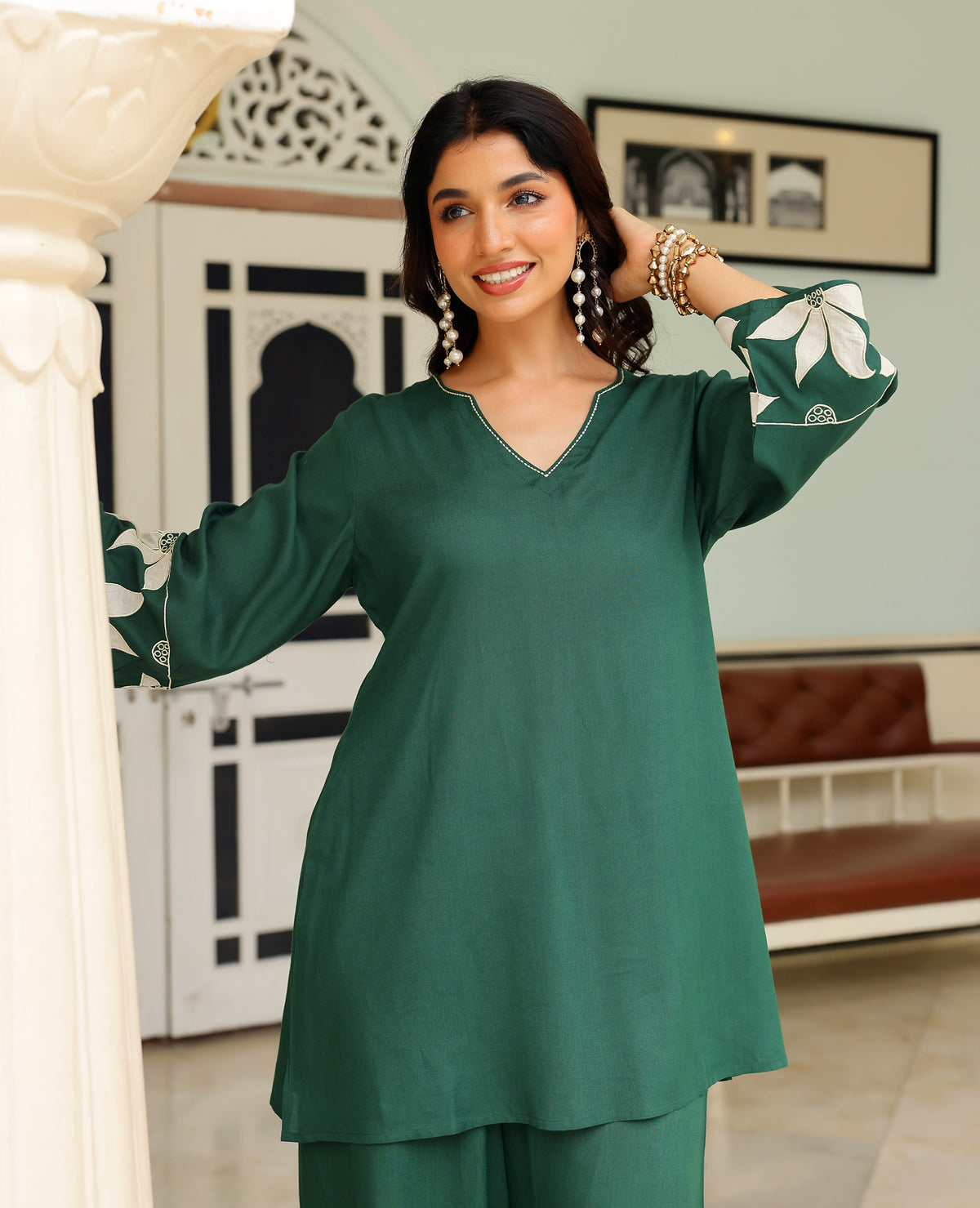 Sia Green Rayon Coord Set