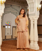 Ruhi Beige Jacquard Suit Set