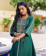 Saaj Green Chanderi Kurta Set