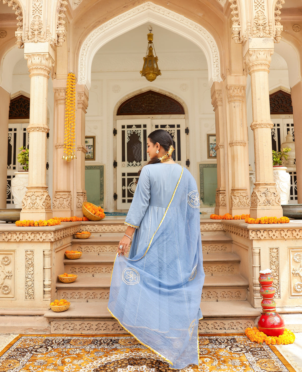 Rukh Blue Cotton Suit Set