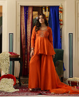 Avni Rust Orange Chanderi Suit Set