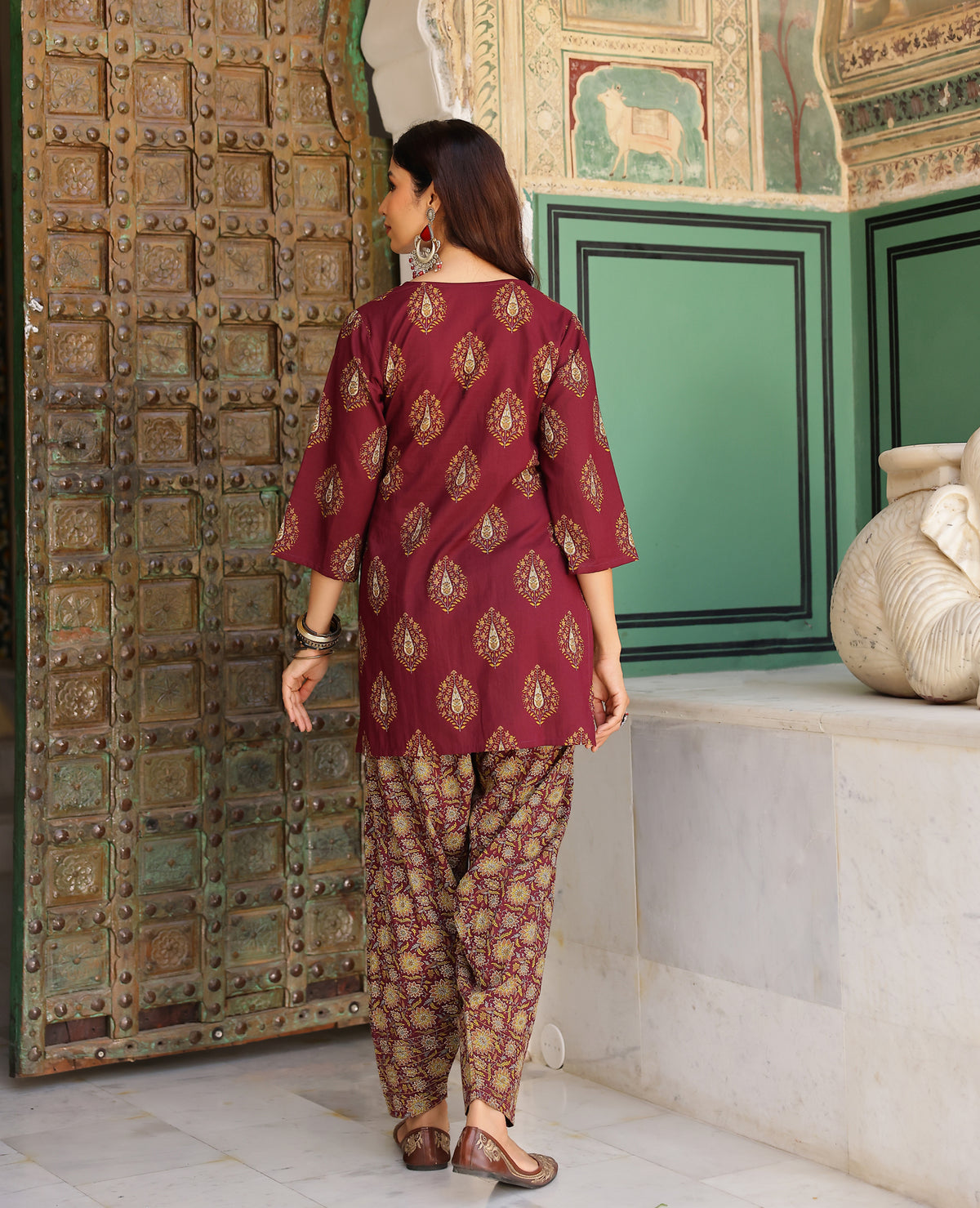 Kaira Purple Printed Cotton Kurta Set