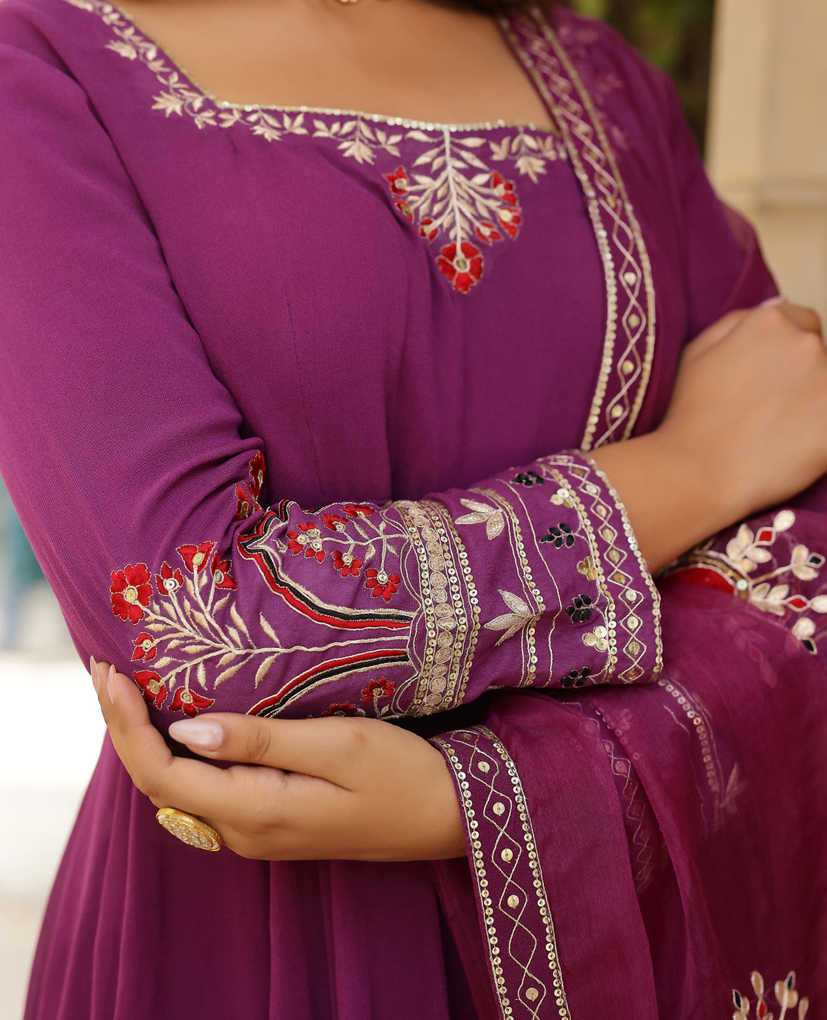 Prabha Purple Georgette Suit Set