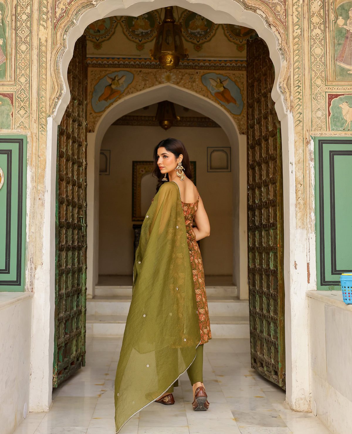 Harini Green Printed Cotton Suit Set