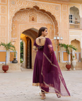 Chandni Purple Chanderi Suit Set