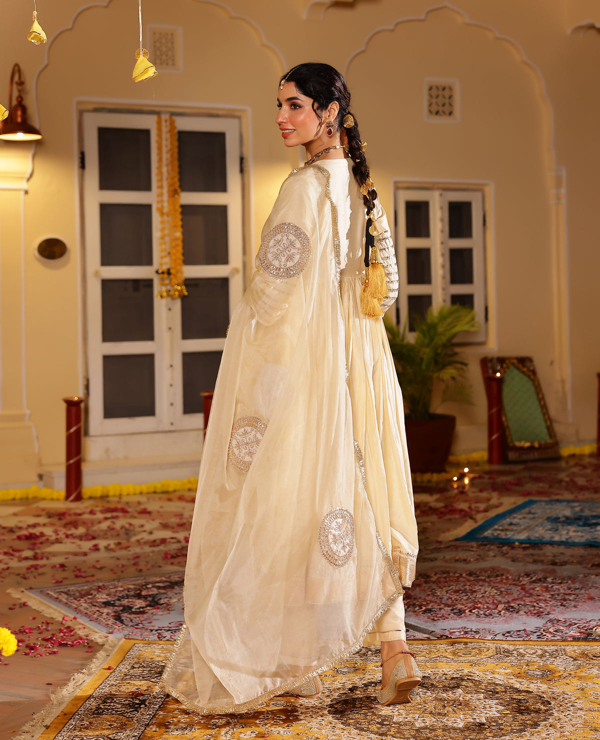 Bahaar Beige Chanderi Suit Set
