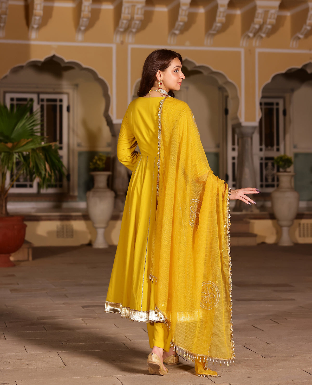 Kanak Yellow Cotton Suit Set