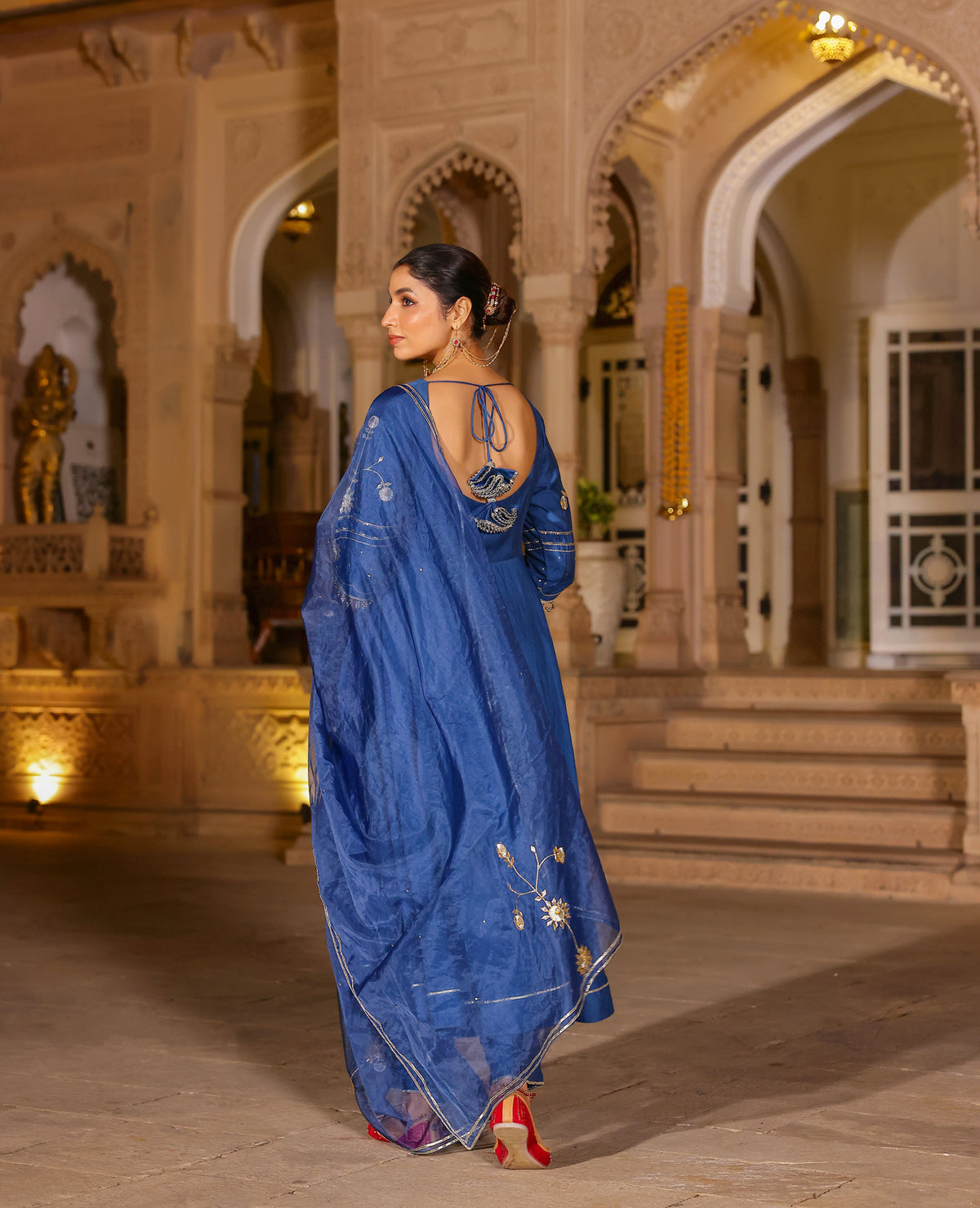 Jashri Blue Chanderi Suit Set
