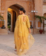 Malvika Yellow Tissue Suit Set