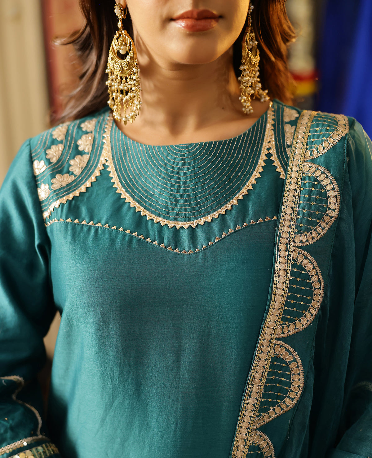 Vamika Green Chanderi Suit Set