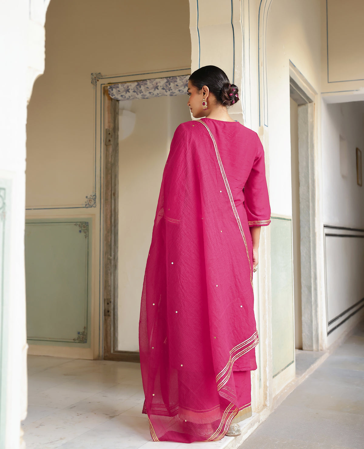 Nazakat Pink Chanderi Suit Set