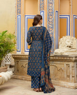 Vanya Blue Printed Cotton Suit Set