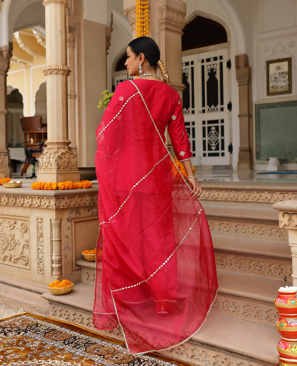 Kiran Pink Chanderi Suit Set