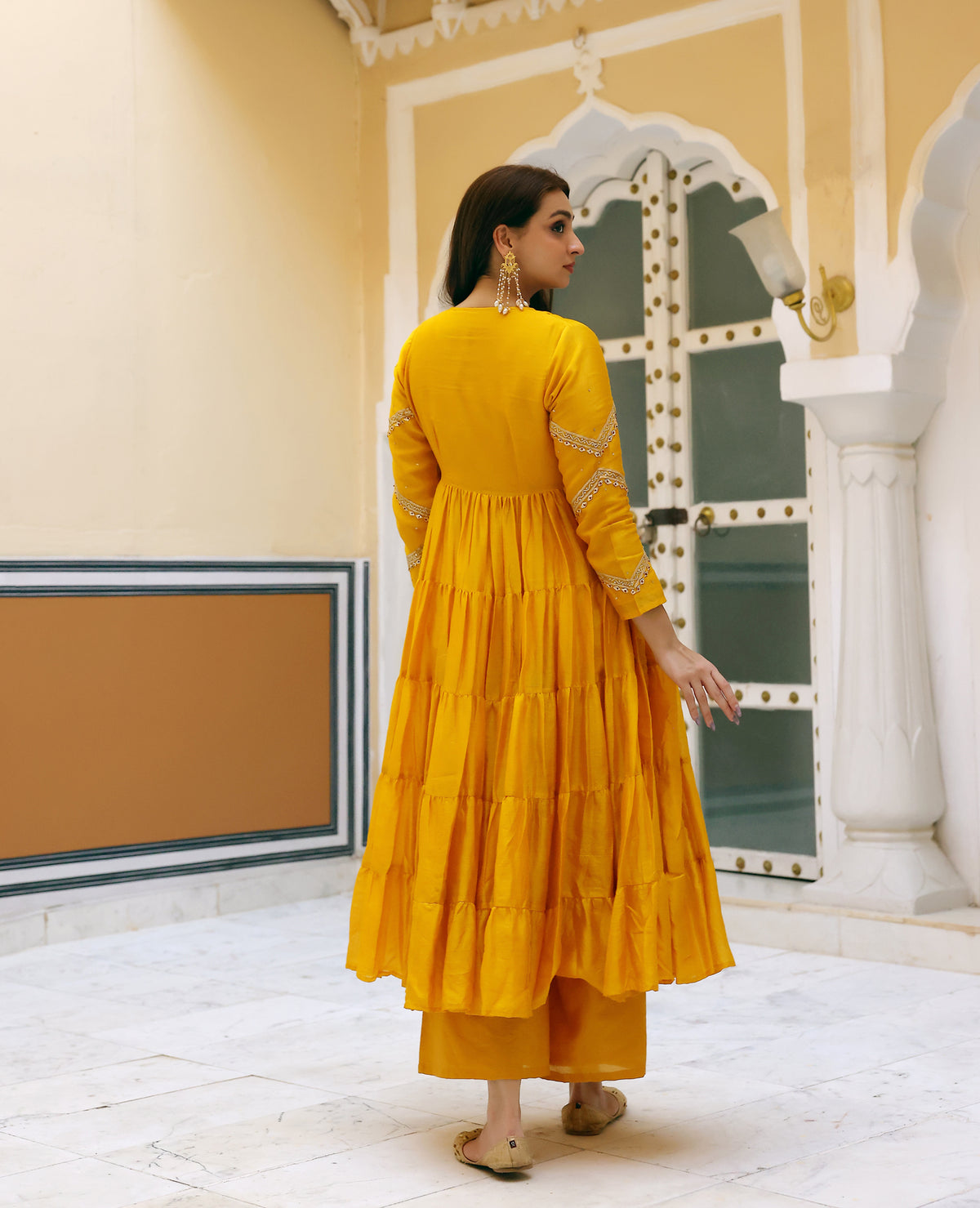 Husnara Mustard Chanderi Coord Set