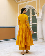 Husnara Mustard Chanderi Coord Set