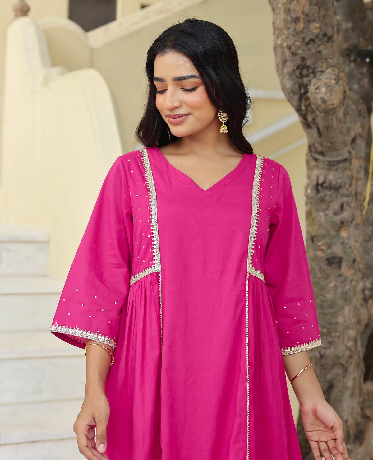Sitara Pink Cotton Kurta Set