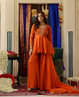 Avni Rust Orange Chanderi Suit Set