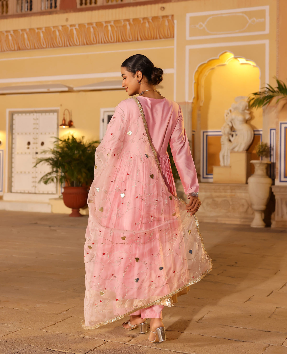 Taana Pink Chanderi Suit Set