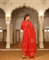 Baana Red Satin Suit Set