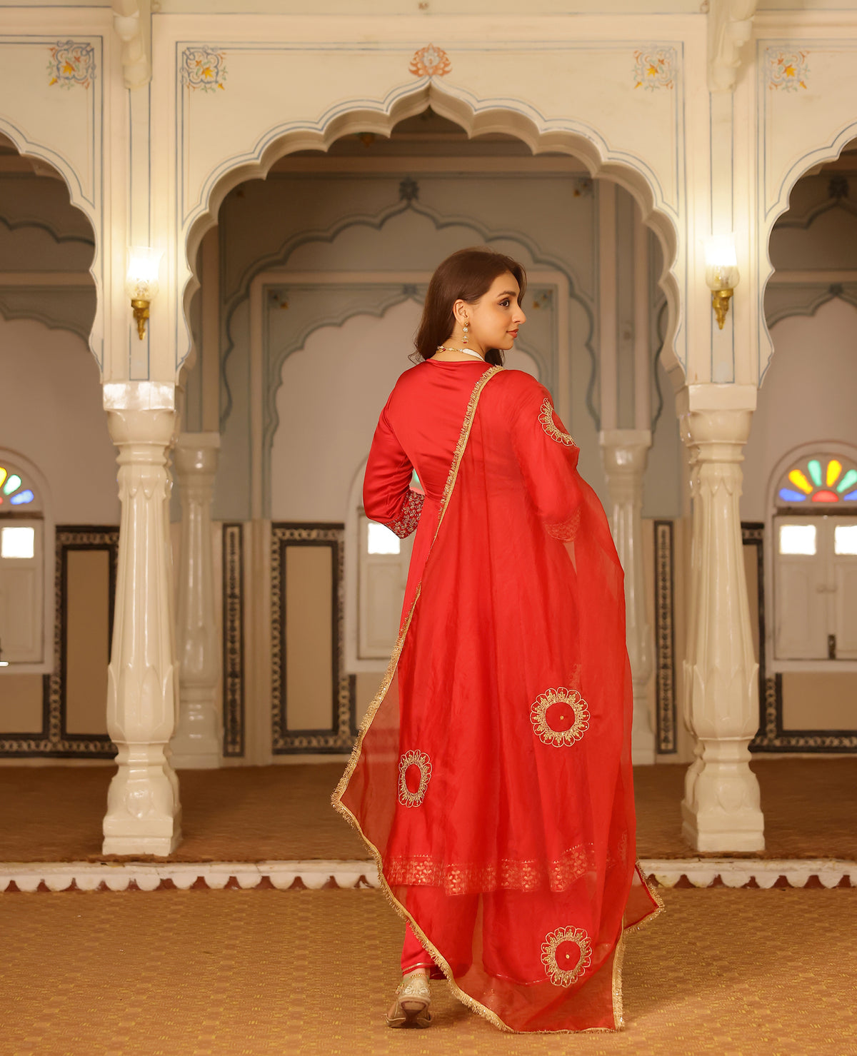 Baana Red Satin Suit Set