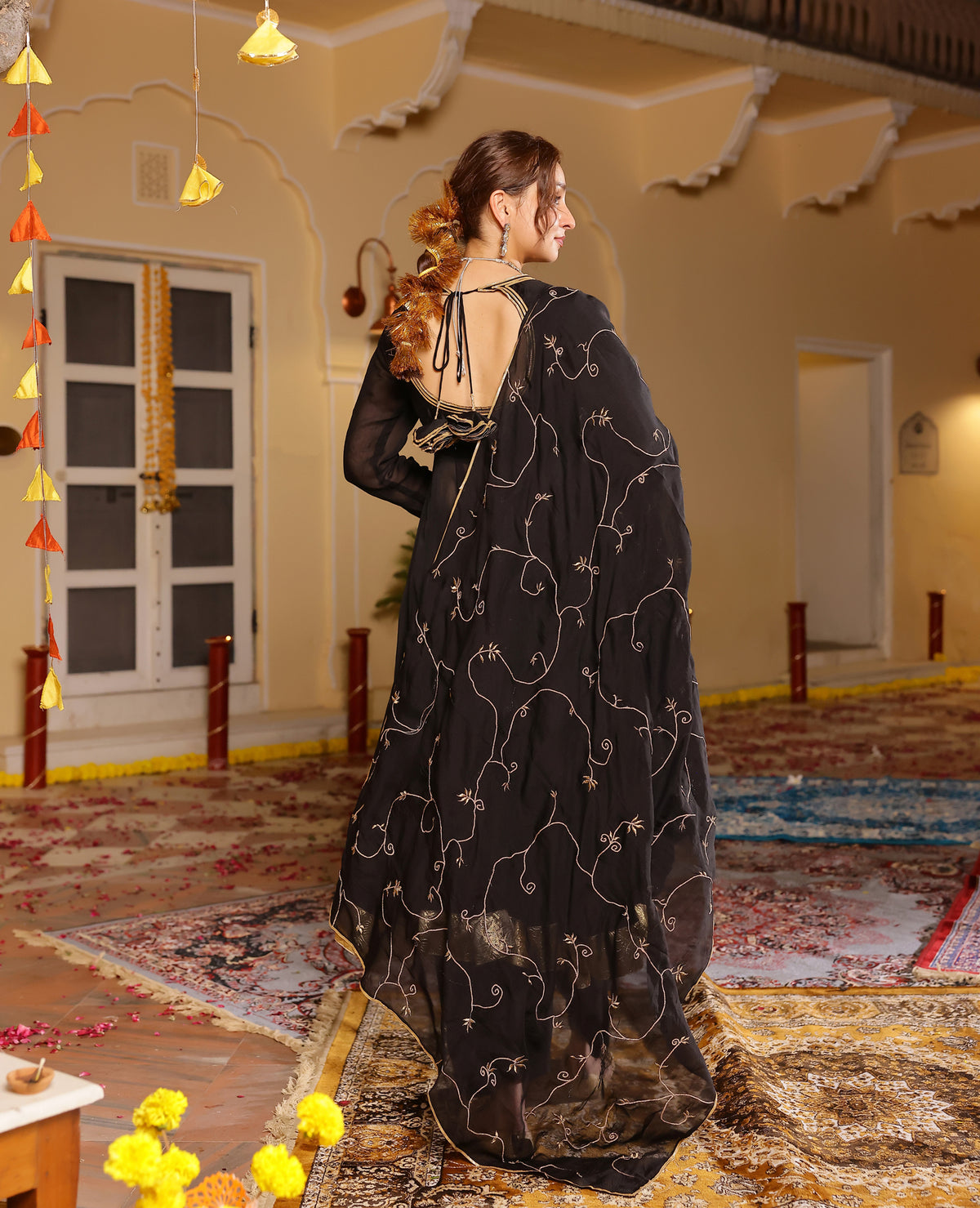 Mishri Black Oragnza Suit Set