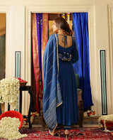 Ratnara Blue Rayon Crush Suit Set