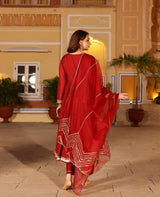 Gul Maroon Chanderi Suit Set