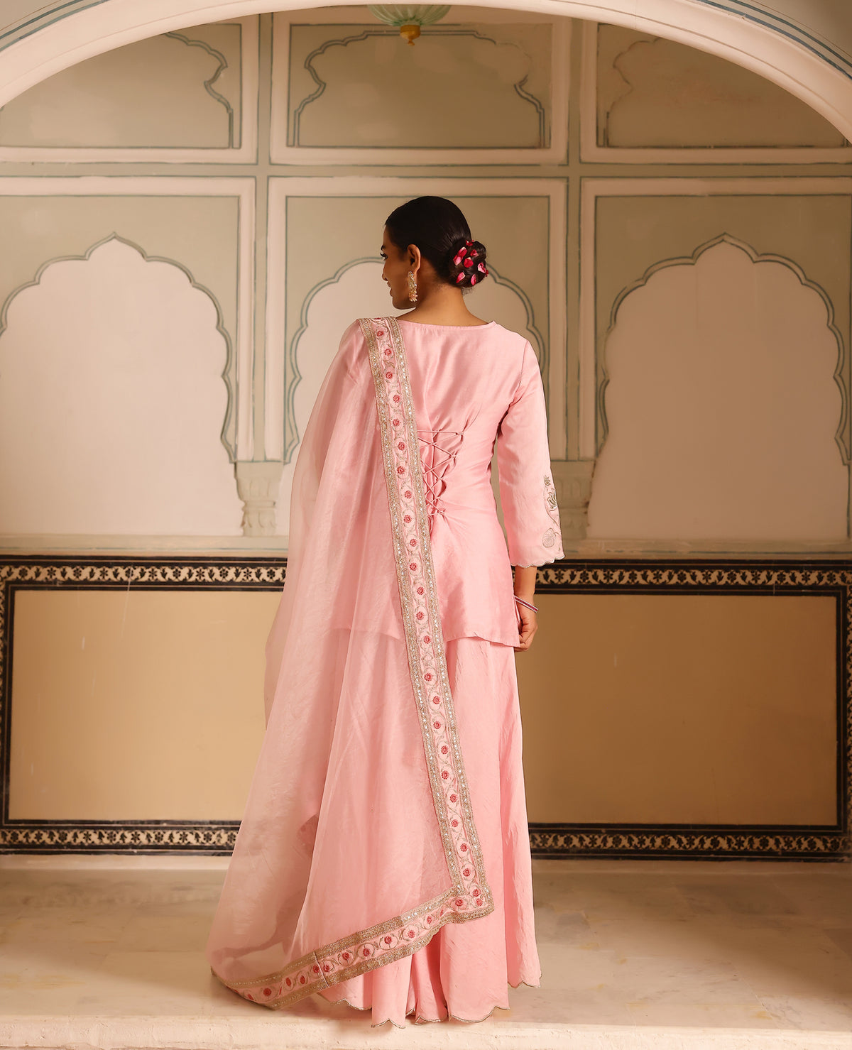Myra Pink Chanderi Suit Set