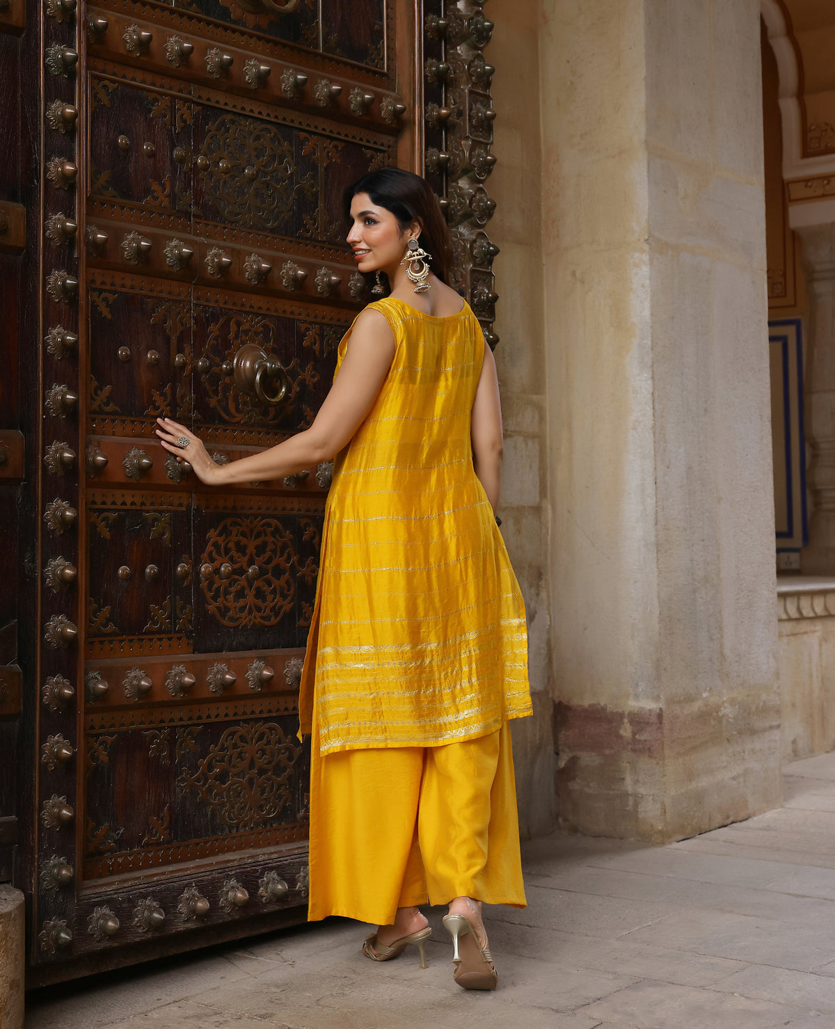 Raya Yellow Jacquard Coord Set