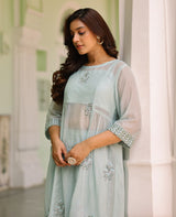 Mehrab Light Blue Mul Chanderi Kurta Set