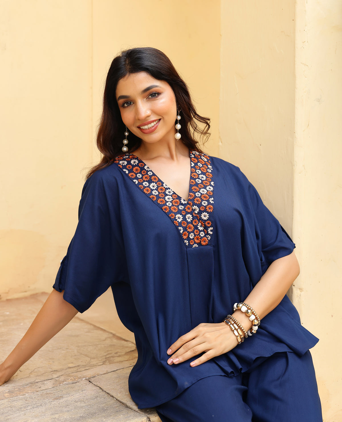 Meera Blue Rayon Coord Set