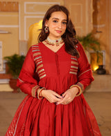 Gul Maroon Chanderi Suit Set