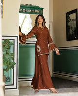 Kanira Brown Chanderi Kurta Set