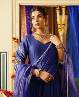 Swarna Blue Chanderi Suit Set