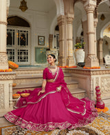 Mallika Pink Chanderi Lehenga Set
