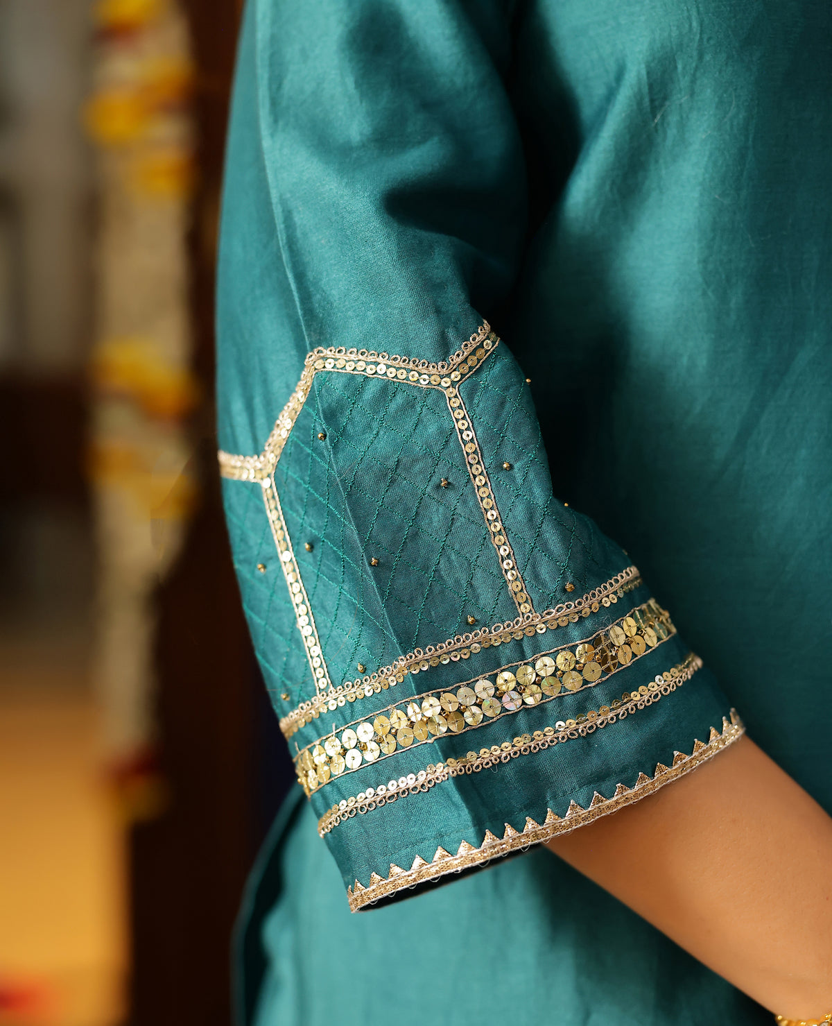 Vamika Green Chanderi Suit Set