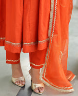 Sakhi Rust Orange Cotton Suit Set