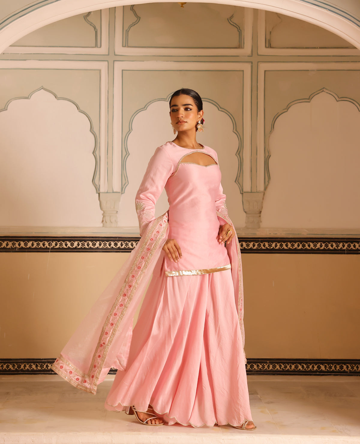 Myra Pink Chanderi Suit Set