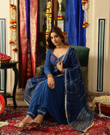 Ratnara Blue Rayon Crush Suit Set