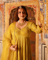 Khaas Neon Green Chanderi Aangi Suit Set