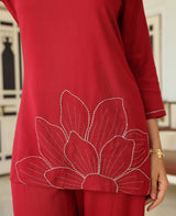 Veda Wine Rayon Coord Set