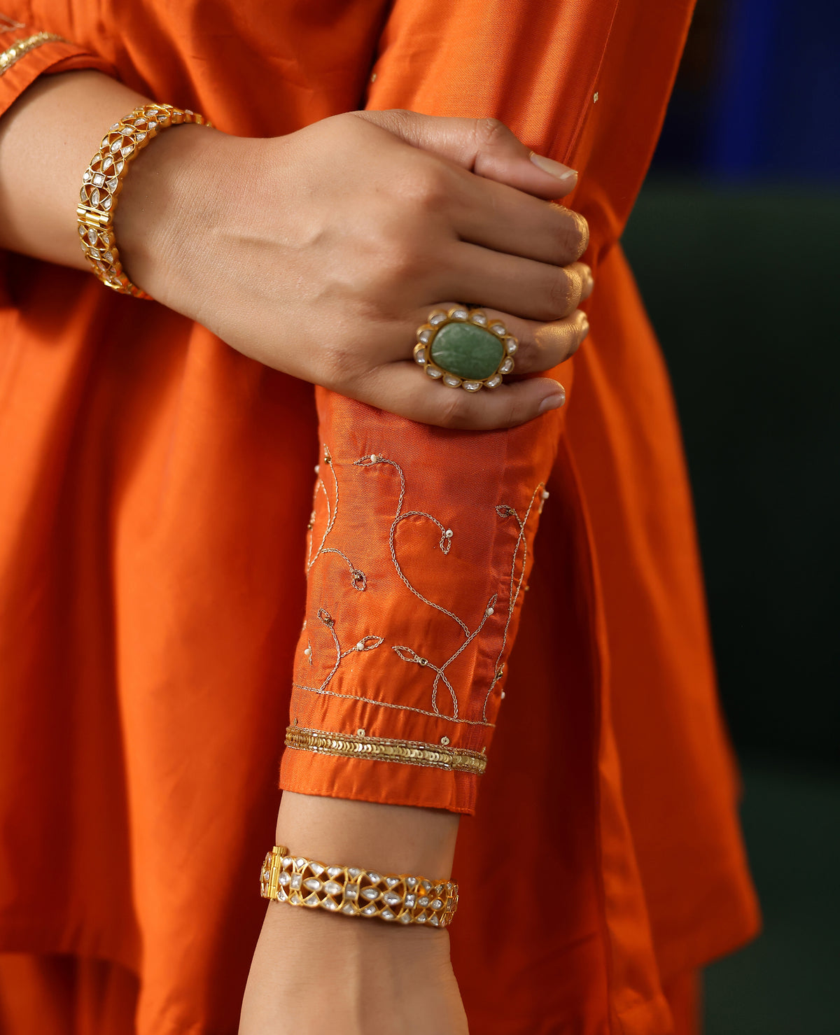 Avni Rust Orange Chanderi Suit Set