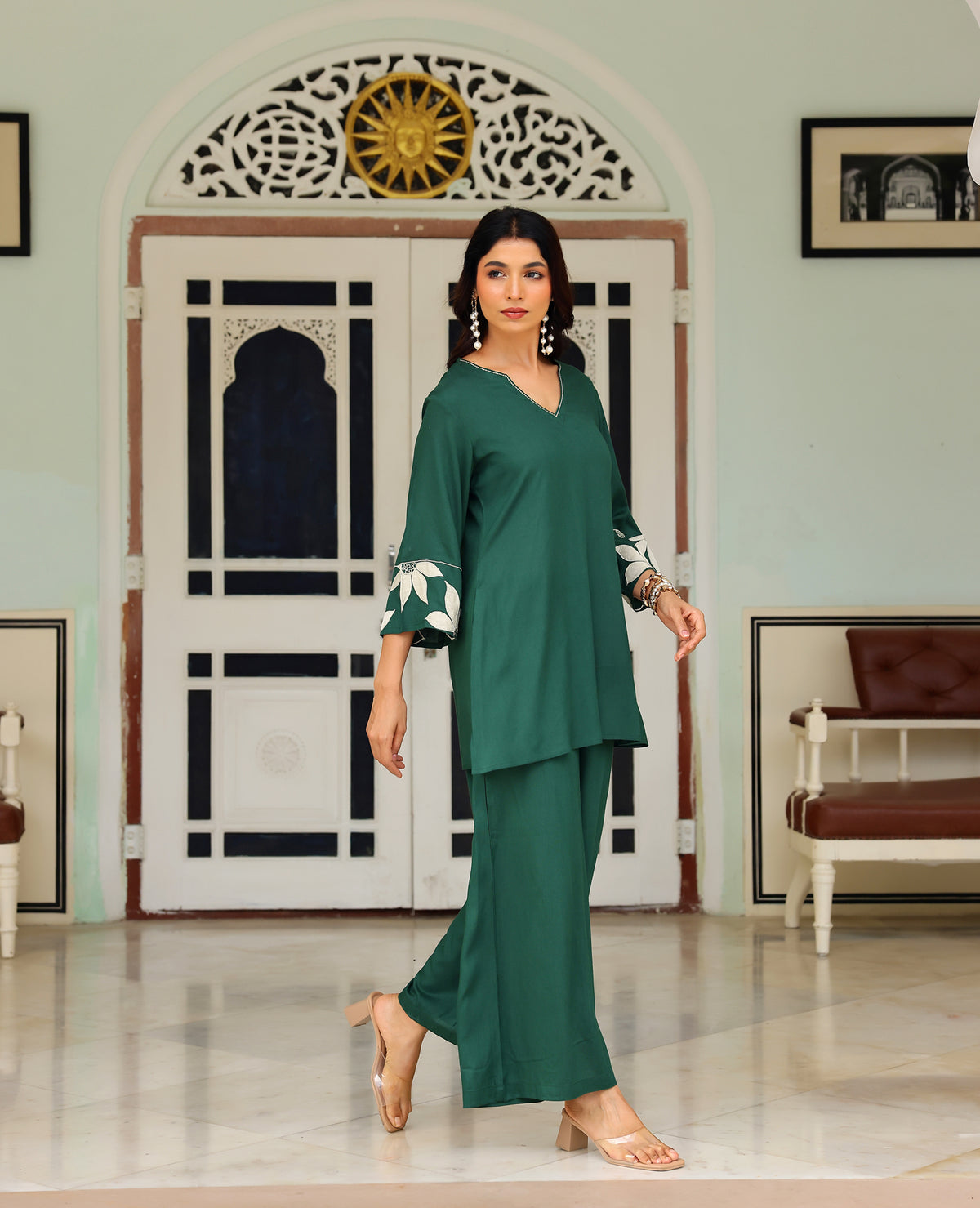 Sia Green Rayon Coord Set