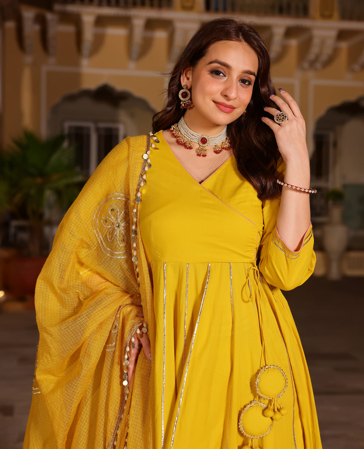 Kanak Yellow Cotton Suit Set