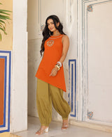 Chand Orange Cotton Coord Set
