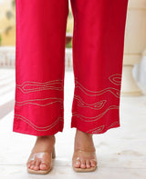 Kantha Pink Chanderi Coord Set