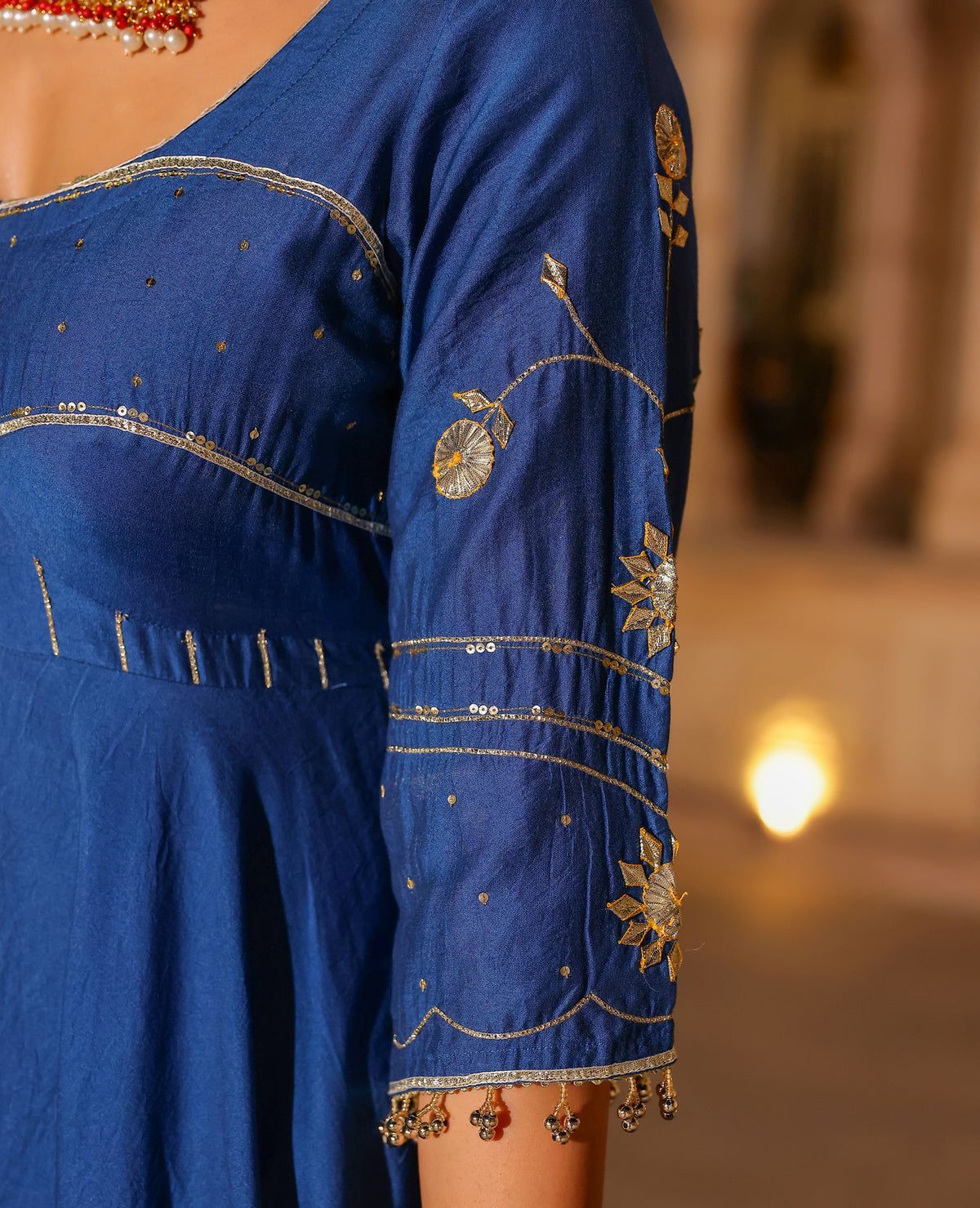 Jashri Blue Chanderi Suit Set